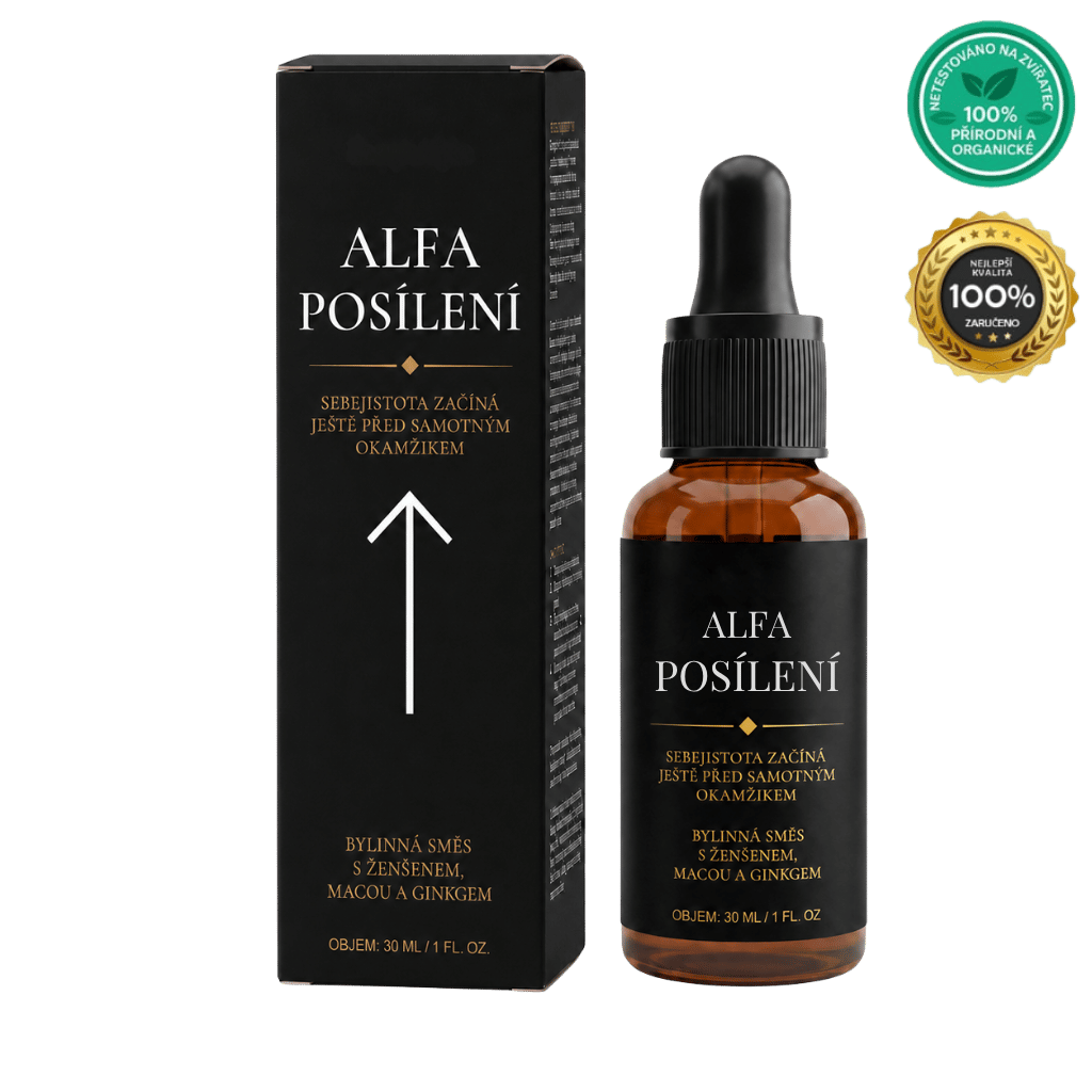 Alfa Posílení bylinná směs s ženšenem, macou a ginkgem v lahvičce 30 ml
