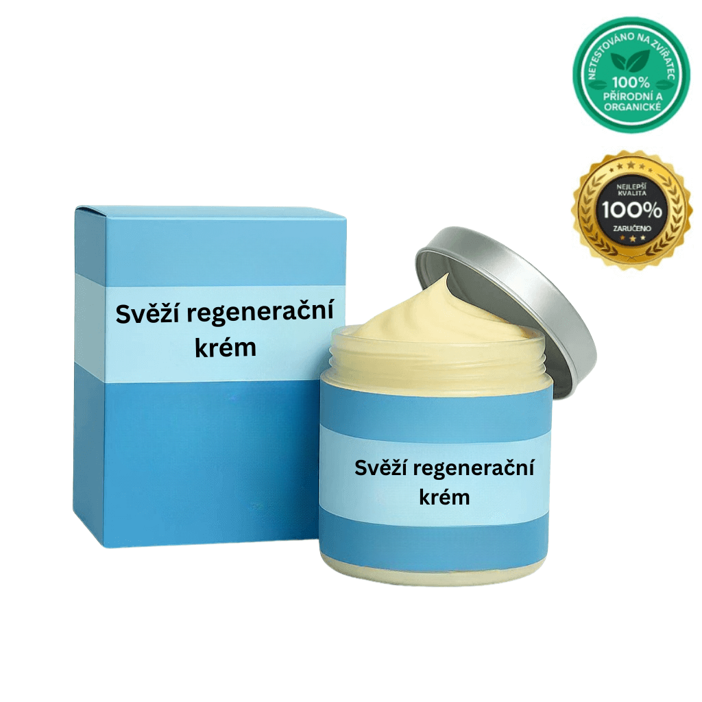 Svěží regenerační krém v obalu s modro-bílým designem, ideální pro každodenní péči o pleť.