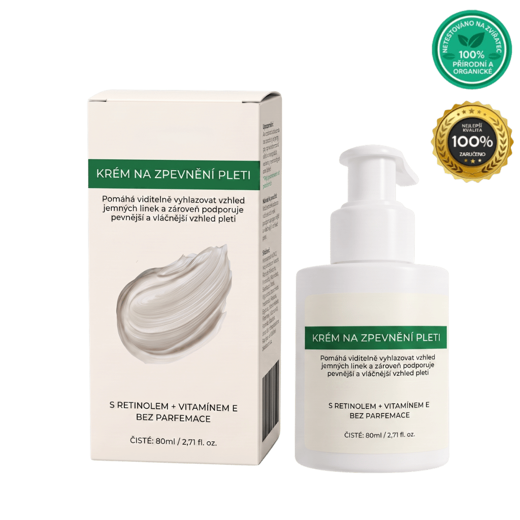 Zpevňující pleťové mléko v elegantním balení, podporující pevnější vzhled pleti, 80ml.