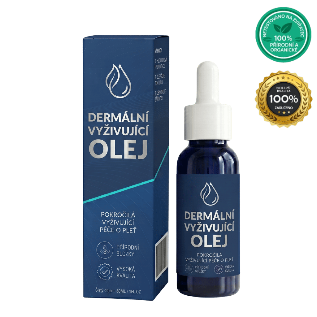 Dermální vyživující olej v elegantním balení pro každodenní péči o pleť a výživu. Přírodní ingredience, vysoká kvalita.