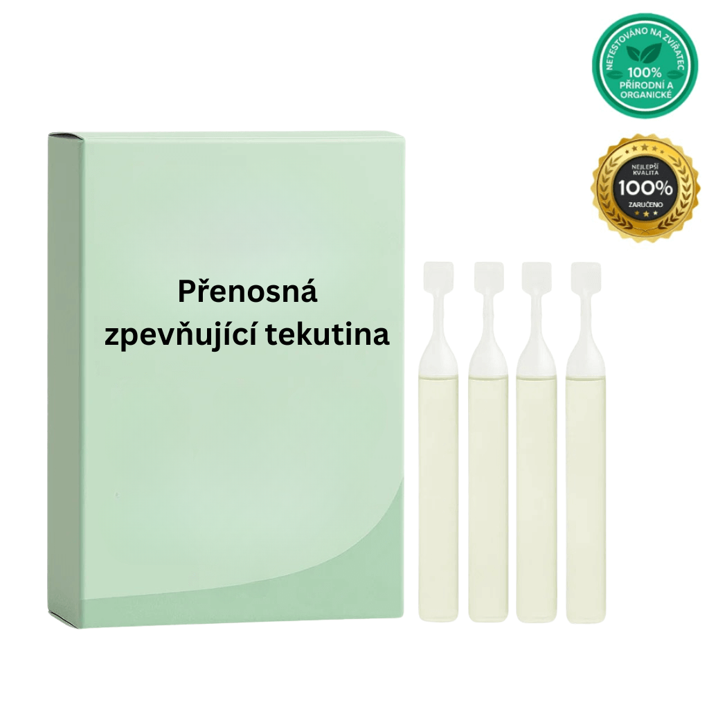 Obal a ampule Přenosná zpevňující tekutina, rafinovaný botanický olej pro jemnější vzhled pleti.