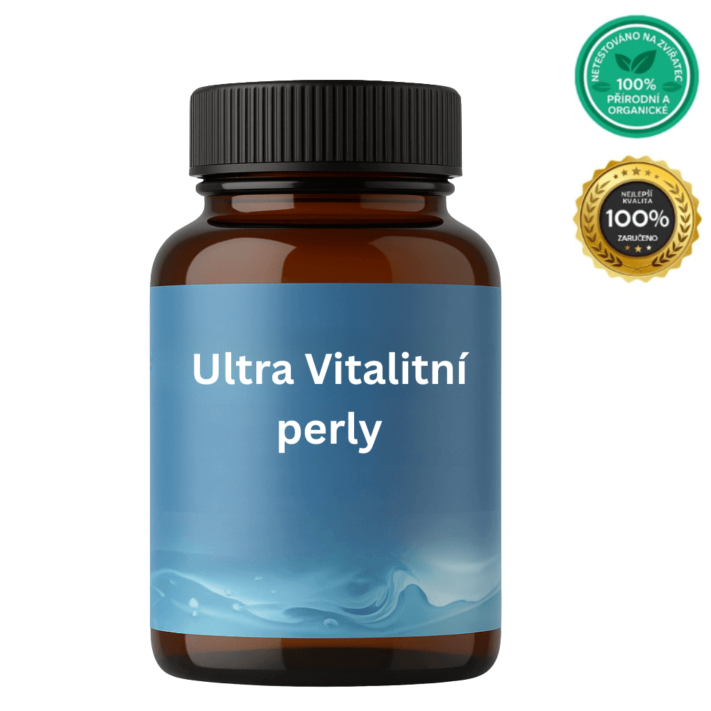 Ultra Vitalitní perly v lahvičce, kosmetický doplněk péče o pleť pro hladší a svěžejší vzhled pleti.