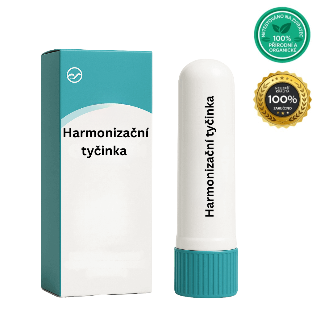 Harmonizační tyčinka a její obal, jednoduchá beauty tyčinka pro péči o pleť.