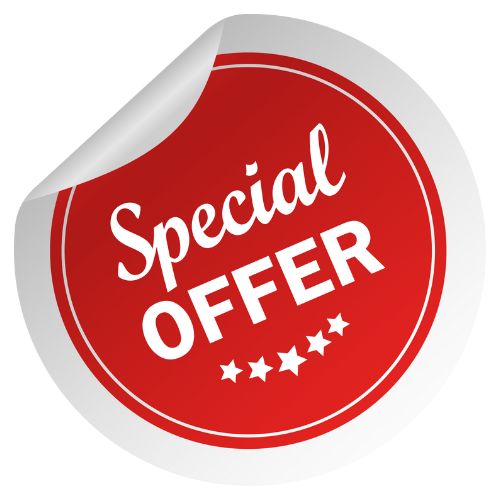 Special offer sticker promoting limited-time discounts for exclusive product packages.